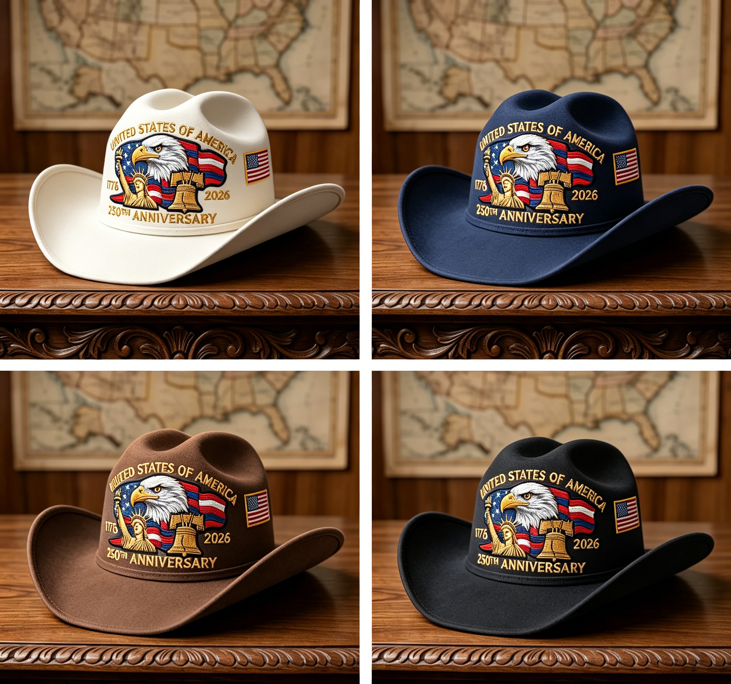 🔥 250th Anniversary Commemorative Embroidered Cowboy Hat