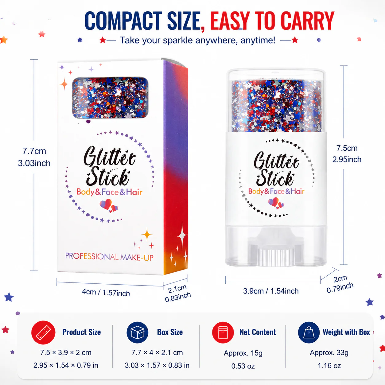 Glitter Stick for Face & Body โ Celebrate 250 Years of Freedom