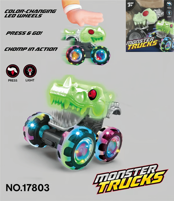 🦖 Light-Up Dino Trucks | Press & Go Toy Cars with Moving Jaws for Toddlers 🚚