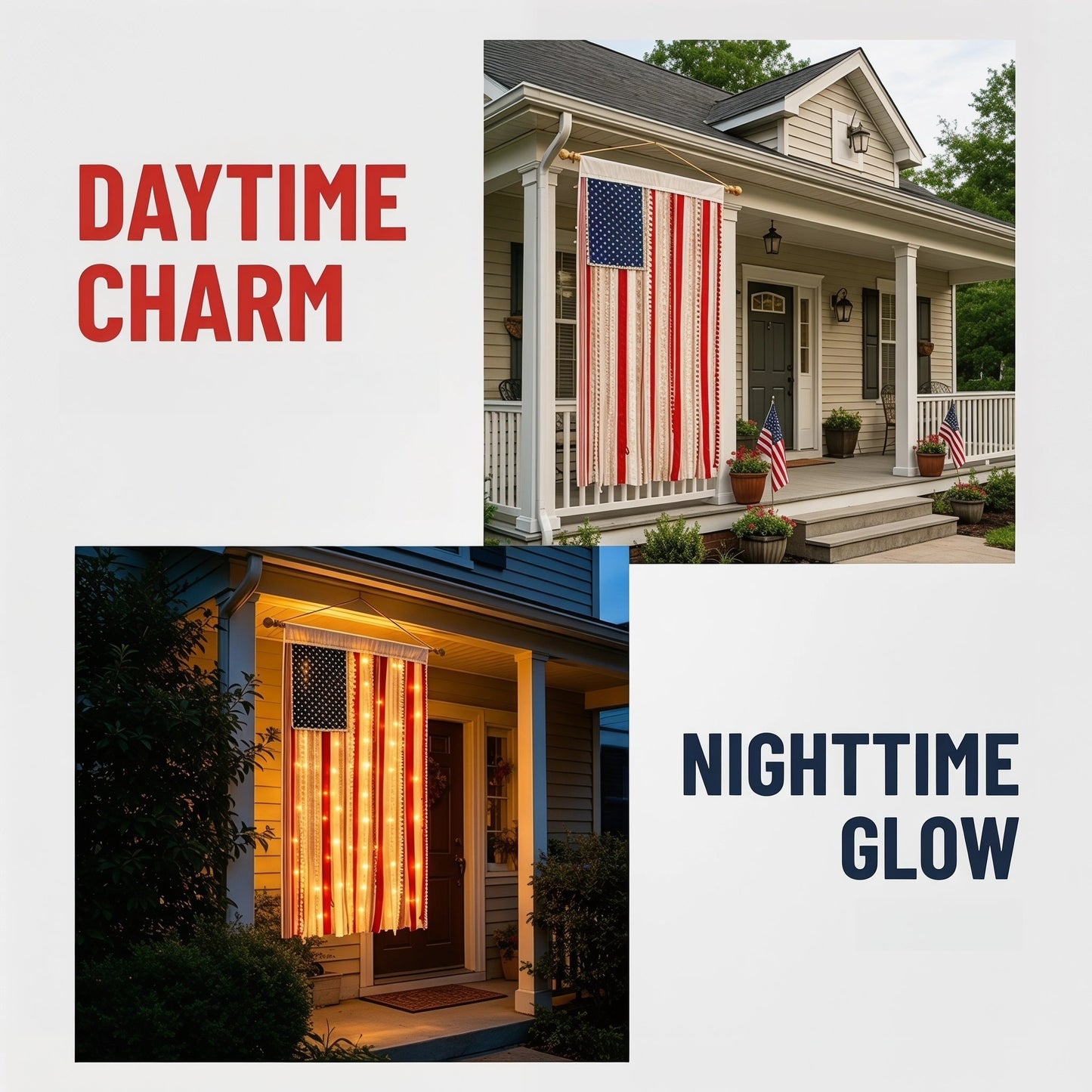 America 250th Anniversary LED Flag Banner– Handmade Patriotic Home Decor (1776–2026)