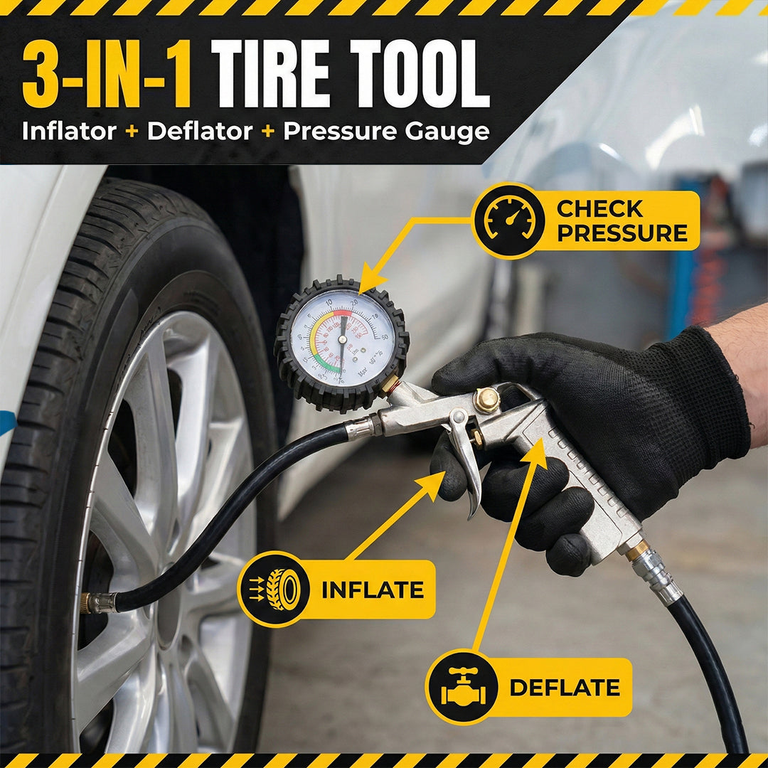 Pro-Grade 2-in-1 Digital Tire Pressure Gauge & Inflator – Heavy-Duty Aluminum with 360° Swivel Hose