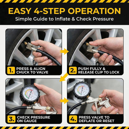 Pro-Grade 2-in-1 Digital Tire Pressure Gauge & Inflator – Heavy-Duty Aluminum with 360° Swivel Hose