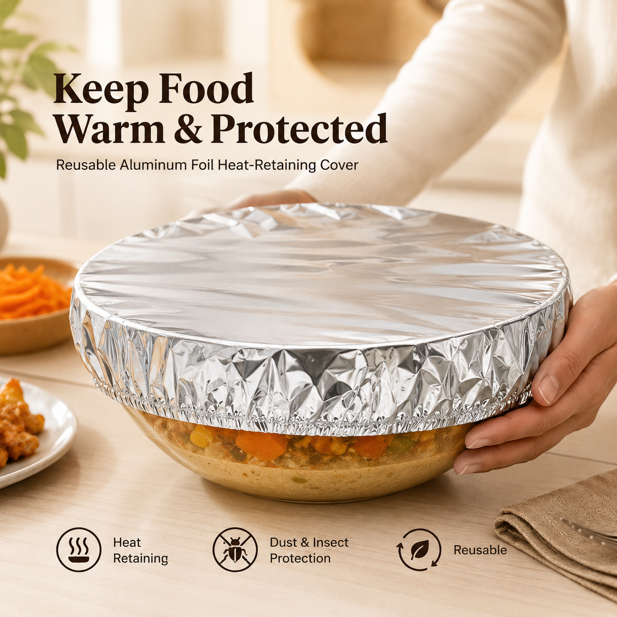 Aluminum Foil Heat-Retaining Cover — Keep Meals Hot for Hours