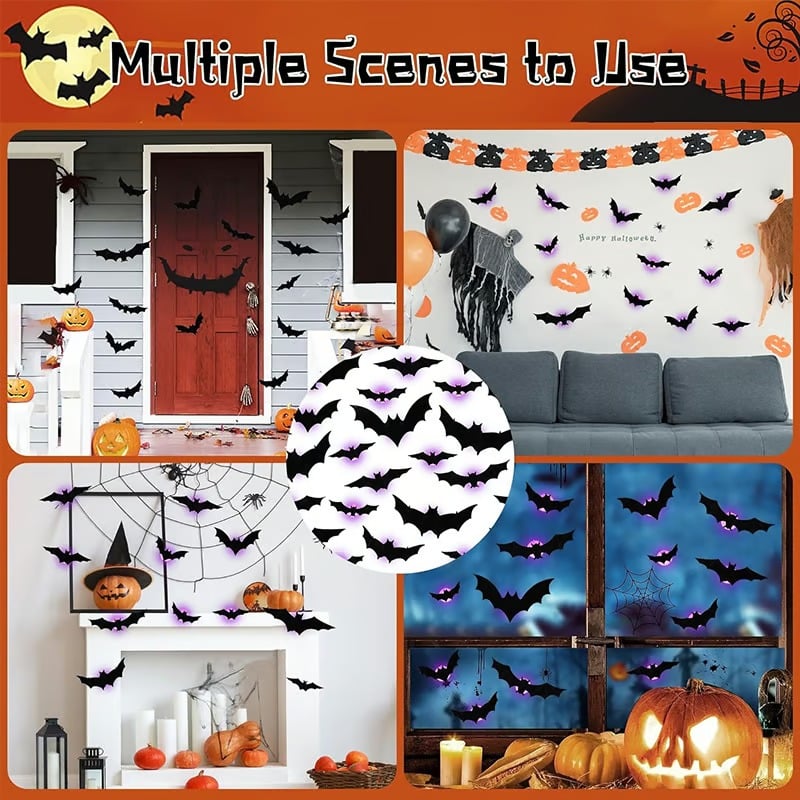 🎃 HOT SALE 50% OFF | 🦇 Spooky 3D Lighted Bats – Transform Your Home into a Haunted Mansion! 👻
