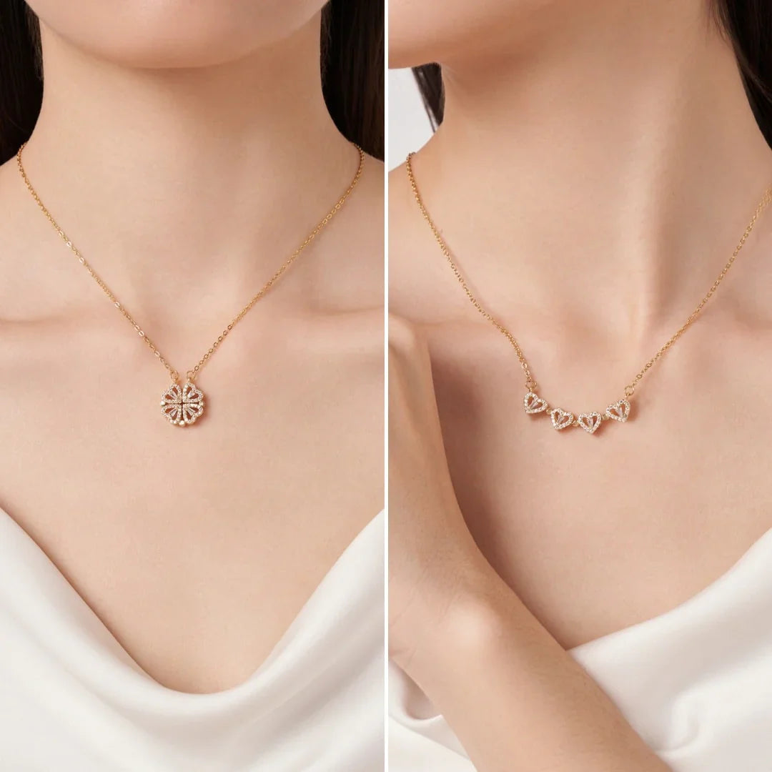 ✦Eternal Blossom: 2-in-1 Magnetic Lucky Heart Necklace
