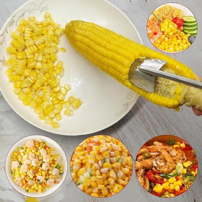 🔥Strip a Whole Cob in 5 Seconds — Professional Stainless Steel Corn Stripping Tool for Perfect Kernels.