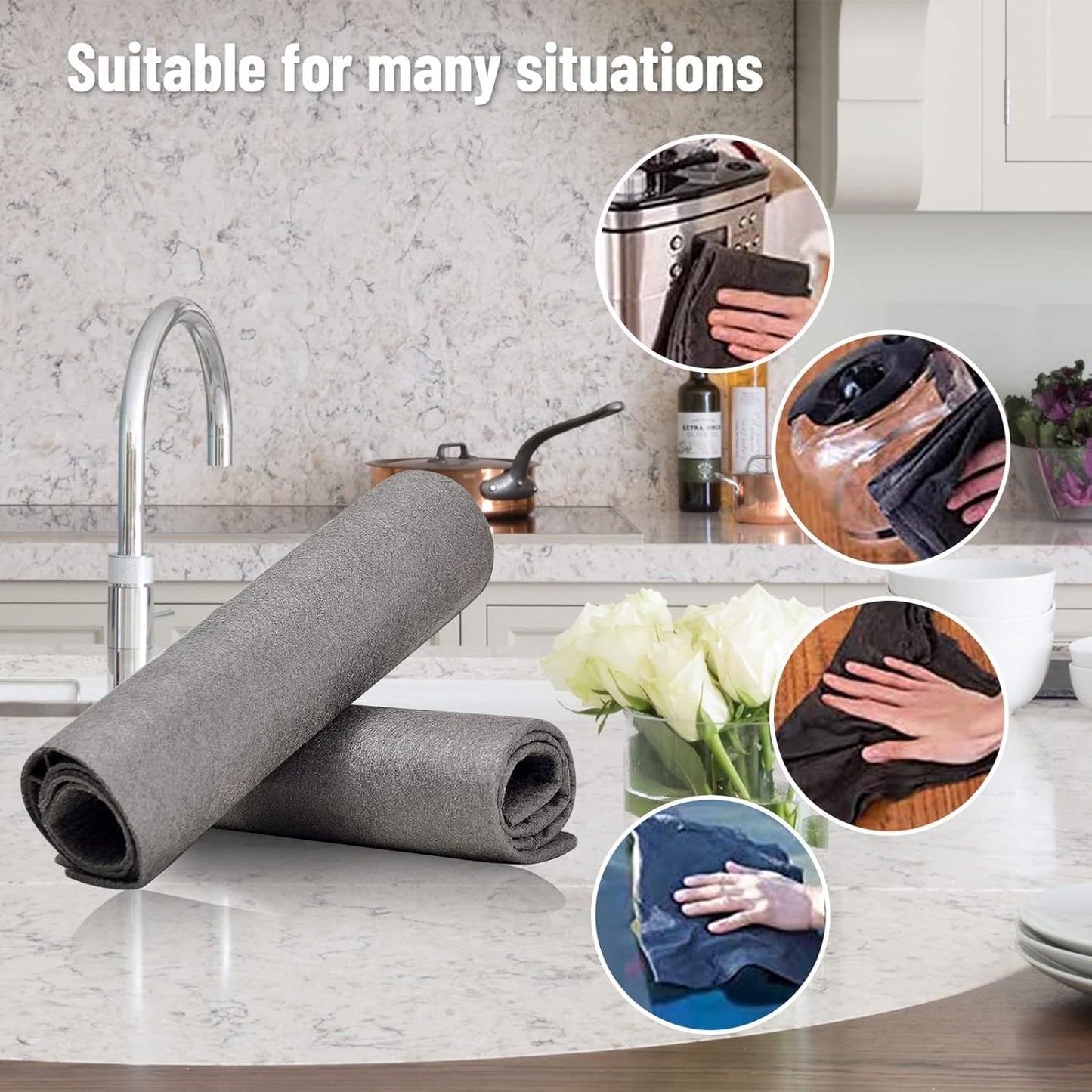 [10-Pack] Professional Magic Cleaning Cloth | Thickened Microfiber for Streak-Free Shine | Reusable & Lint-Free Glass Polishing Wipes
