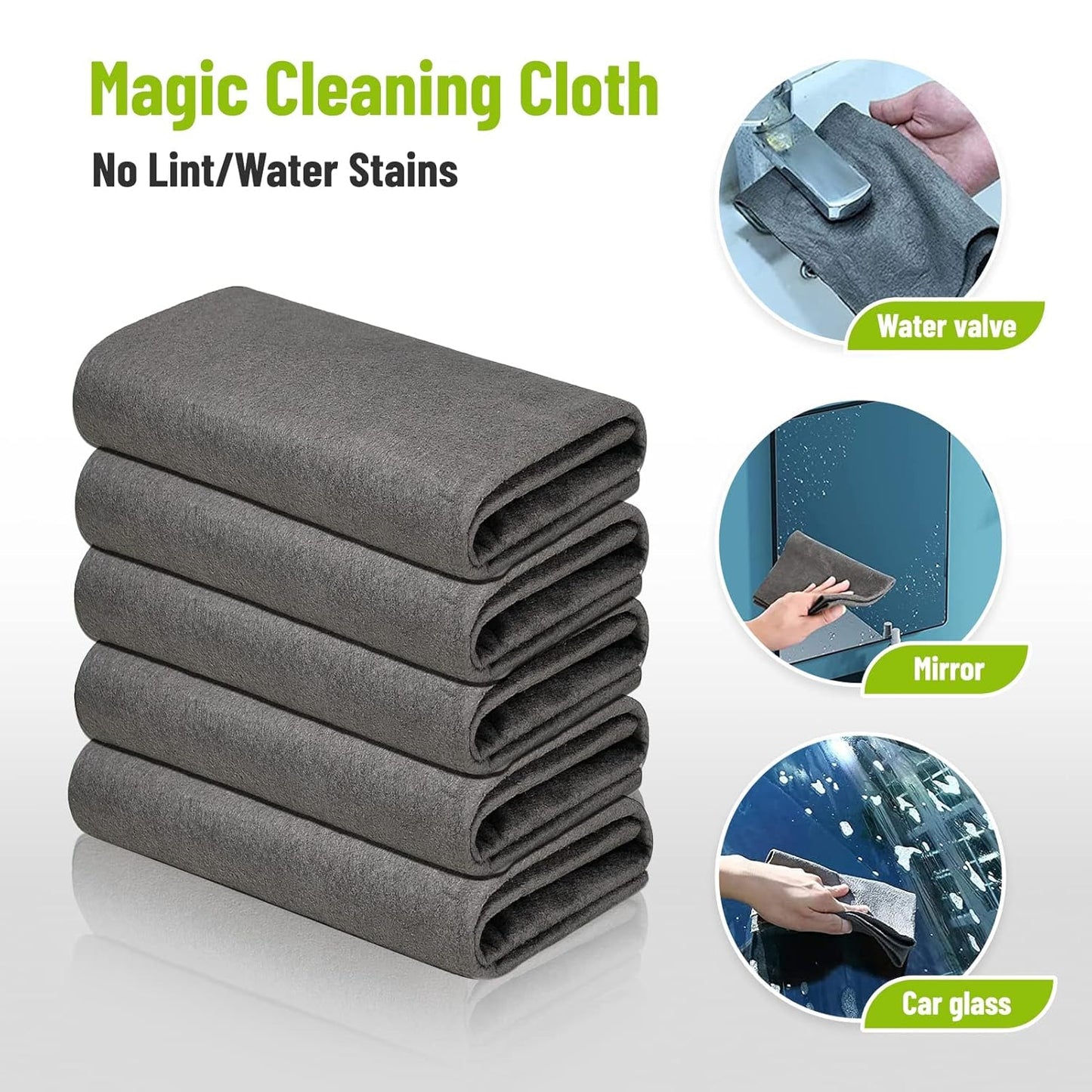[10-Pack] Professional Magic Cleaning Cloth | Thickened Microfiber for Streak-Free Shine | Reusable & Lint-Free Glass Polishing Wipes