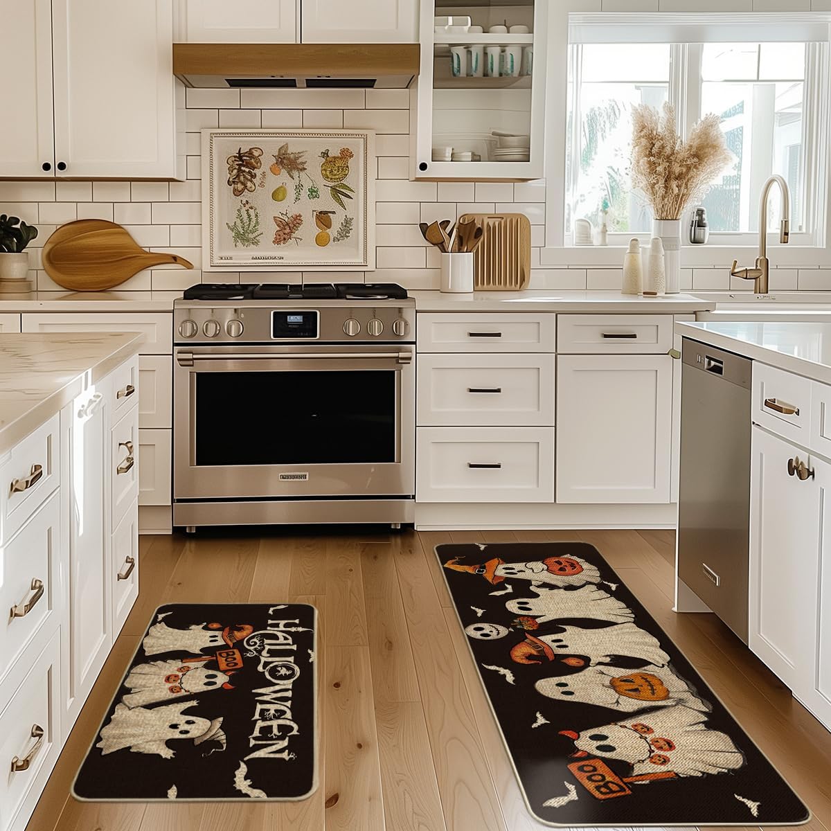 🎃 Spooky Halloween Kitchen Mat Set – Fun & Festive Floor Decor 🕸️