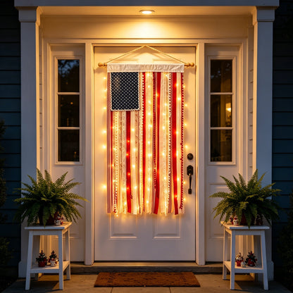 America 250th Anniversary LED Flag Banner– Handmade Patriotic Home Decor (1776–2026)
