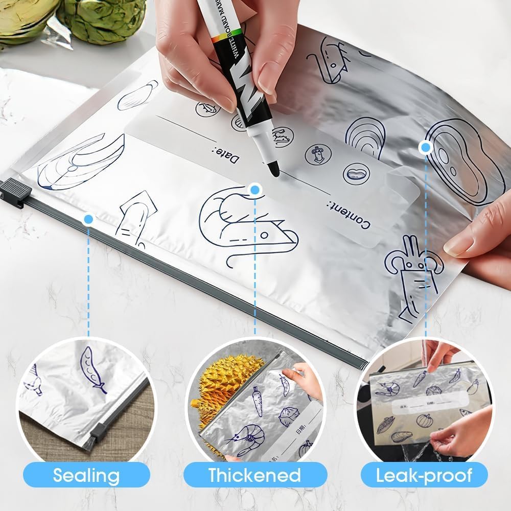 ✨ Reusable Aluminum Foil Sealable Food Storage Bags | Lock in Freshness, Prevent Leaks & Organize Your Kitchen ♻️🔒