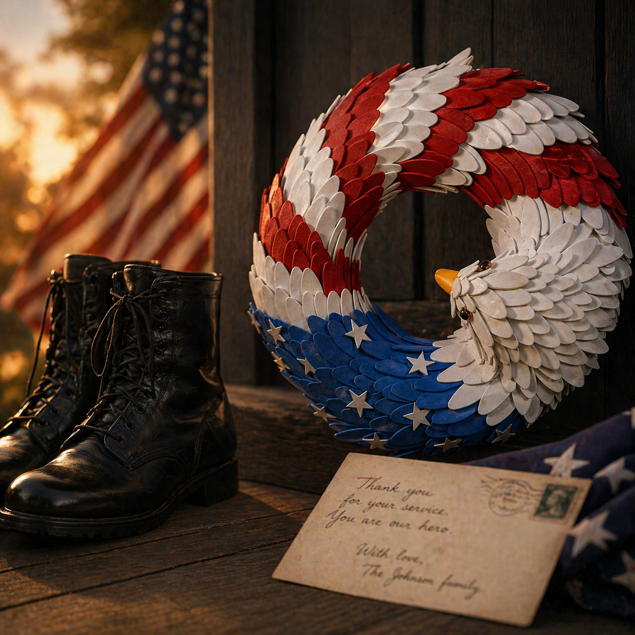 3D Patriotic Eagle Wreath