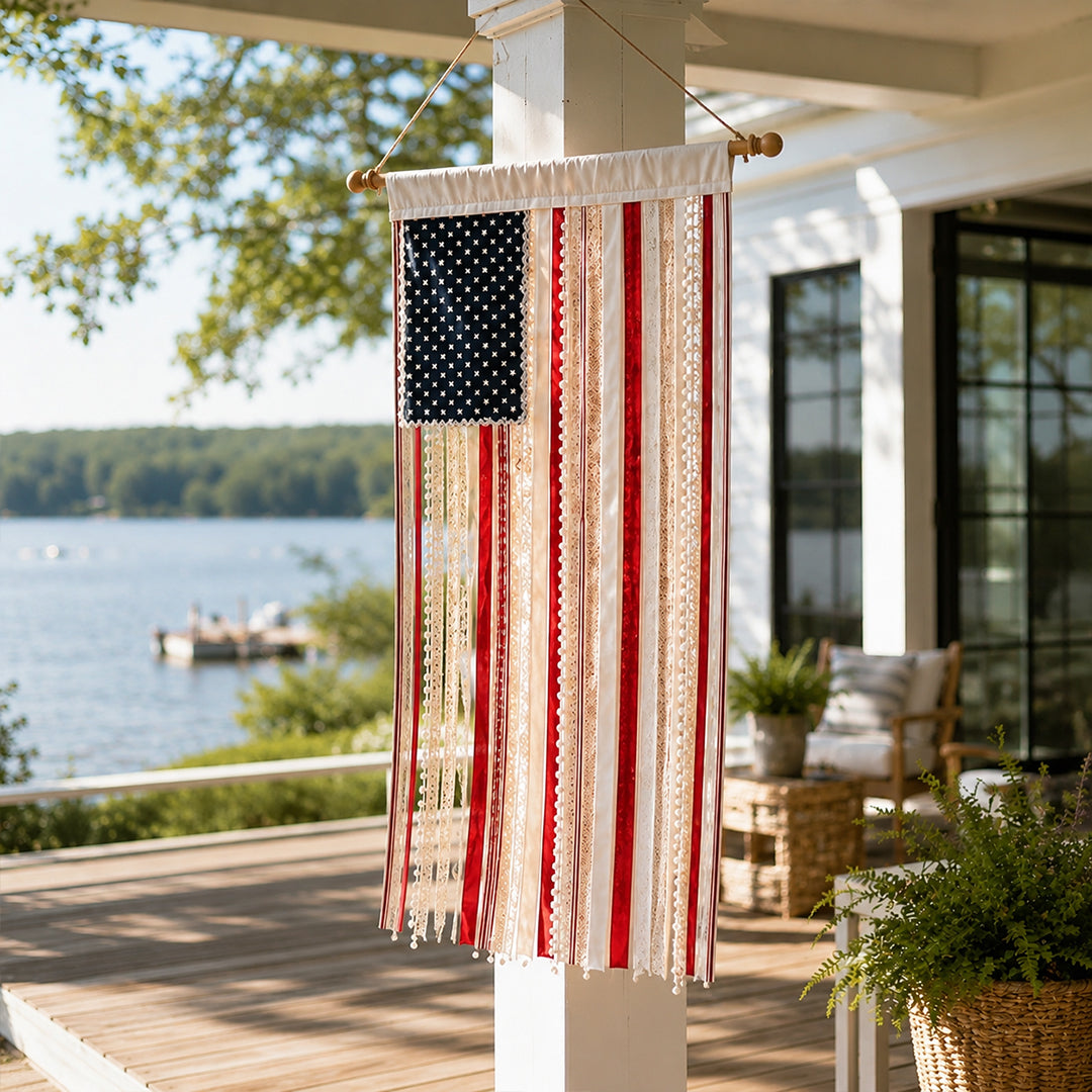 America 250th Anniversary LED Flag Banner– Handmade Patriotic Home Decor (1776–2026)