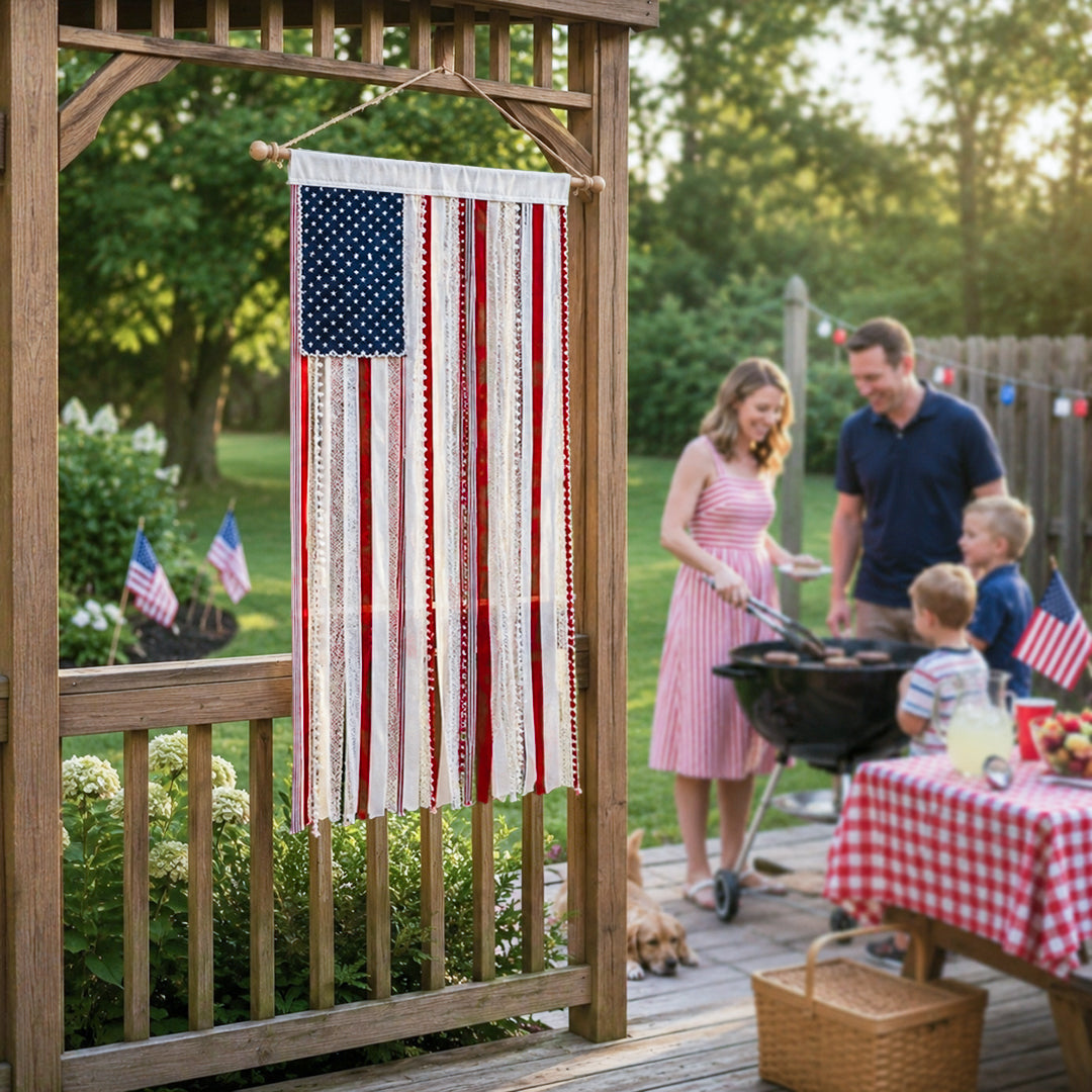 America 250th Anniversary LED Flag Banner– Handmade Patriotic Home Decor (1776–2026)