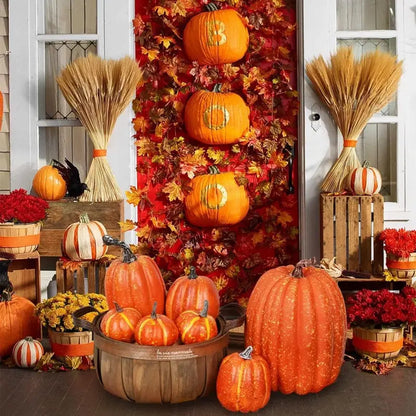 Artificial Pumpkin Decorations – 7 Pcs Set 🎃 Fall, Halloween, and Thanksgiving Home Decor