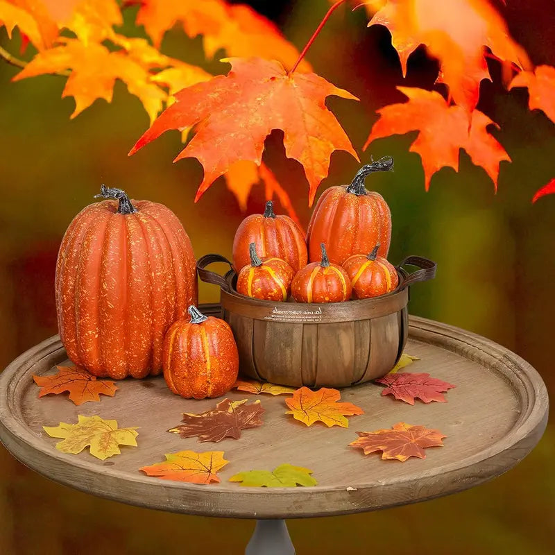 Artificial Pumpkin Decorations – 7 Pcs Set 🎃 Fall, Halloween, and Thanksgiving Home Decor