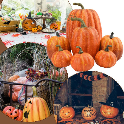 Artificial Pumpkin Decorations – 7 Pcs Set 🎃 Fall, Halloween, and Thanksgiving Home Decor