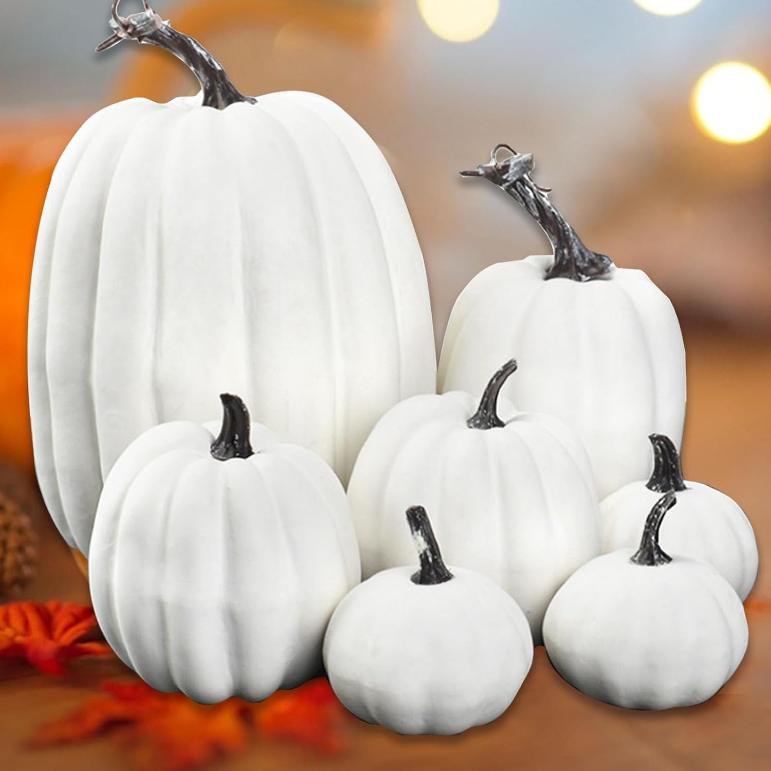Artificial Pumpkin Decorations – 7 Pcs Set 🎃 Fall, Halloween, and Thanksgiving Home Decor