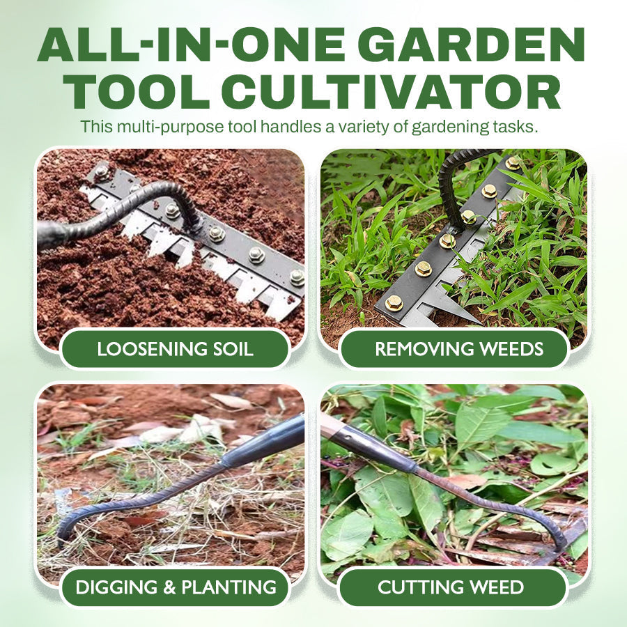 🌱 Multi-Tine Carbon Steel Garden Cultivator Rake That Breaks Tough Soil With Less Effort