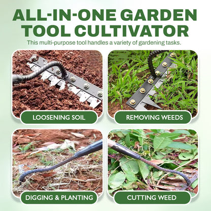 🌱 Multi-Tine Carbon Steel Garden Cultivator Rake That Breaks Tough Soil With Less Effort