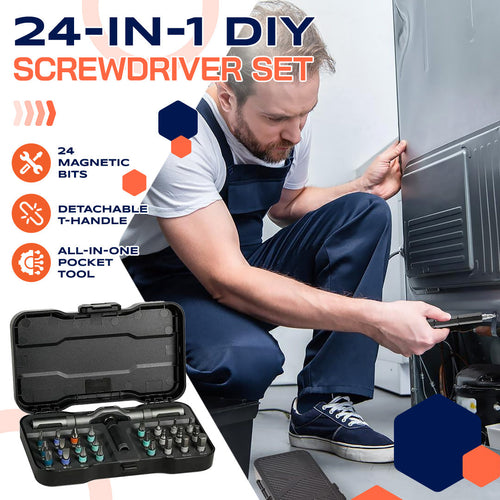 🔥 24-in-1 Magnetic Ratchet Screwdriver Set – Compact, Portable & Versatile