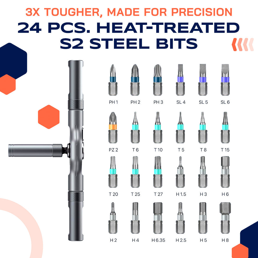 🔥 24-in-1 Magnetic Ratchet Screwdriver Set – Compact, Portable & Versatile