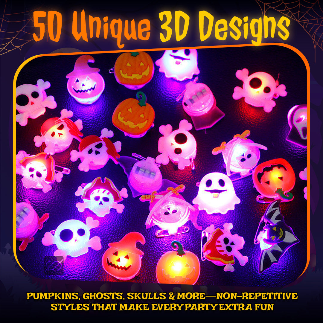 🎃 Hot Sale Promotion 60% OFF 👻 50PCS Halloween LED Glow Rings