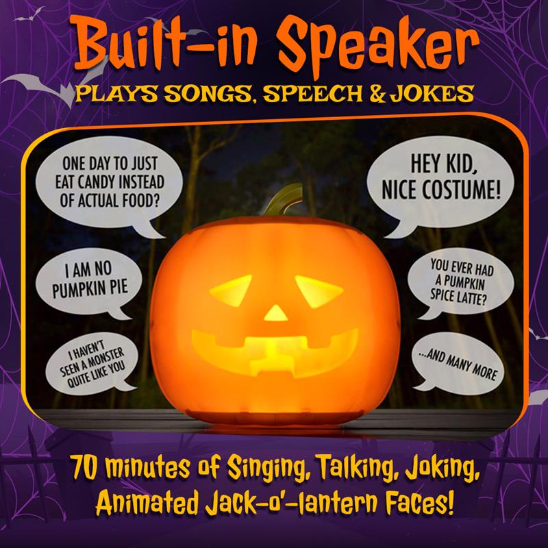 🎃 Talking & Singing Pumpkin 🎶 – Spooky Halloween Decoration with Lights & Sound ✨