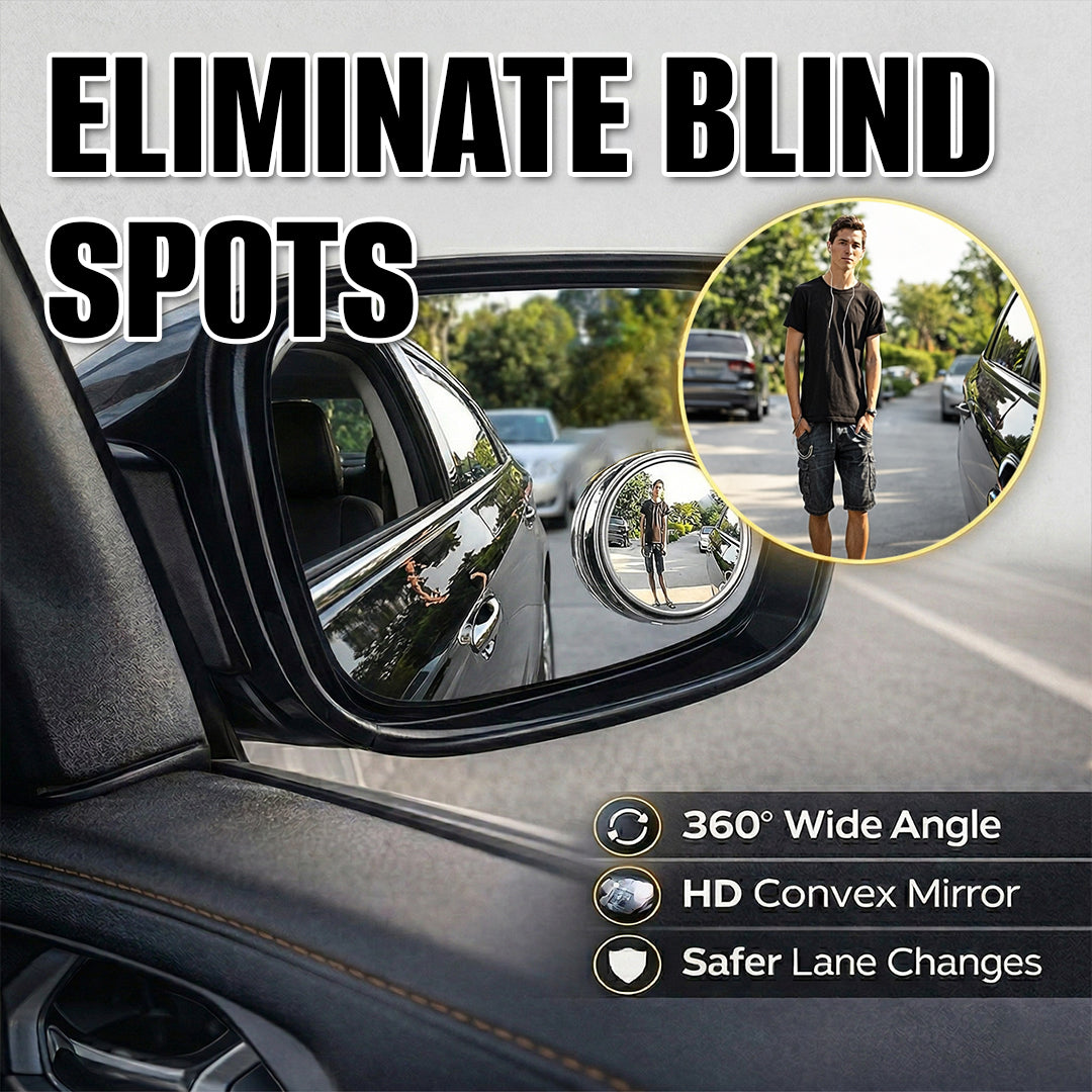 🔥 360° HD Blind Spot Mirror – Wide Angle Car Safety Mirror (2PCS)