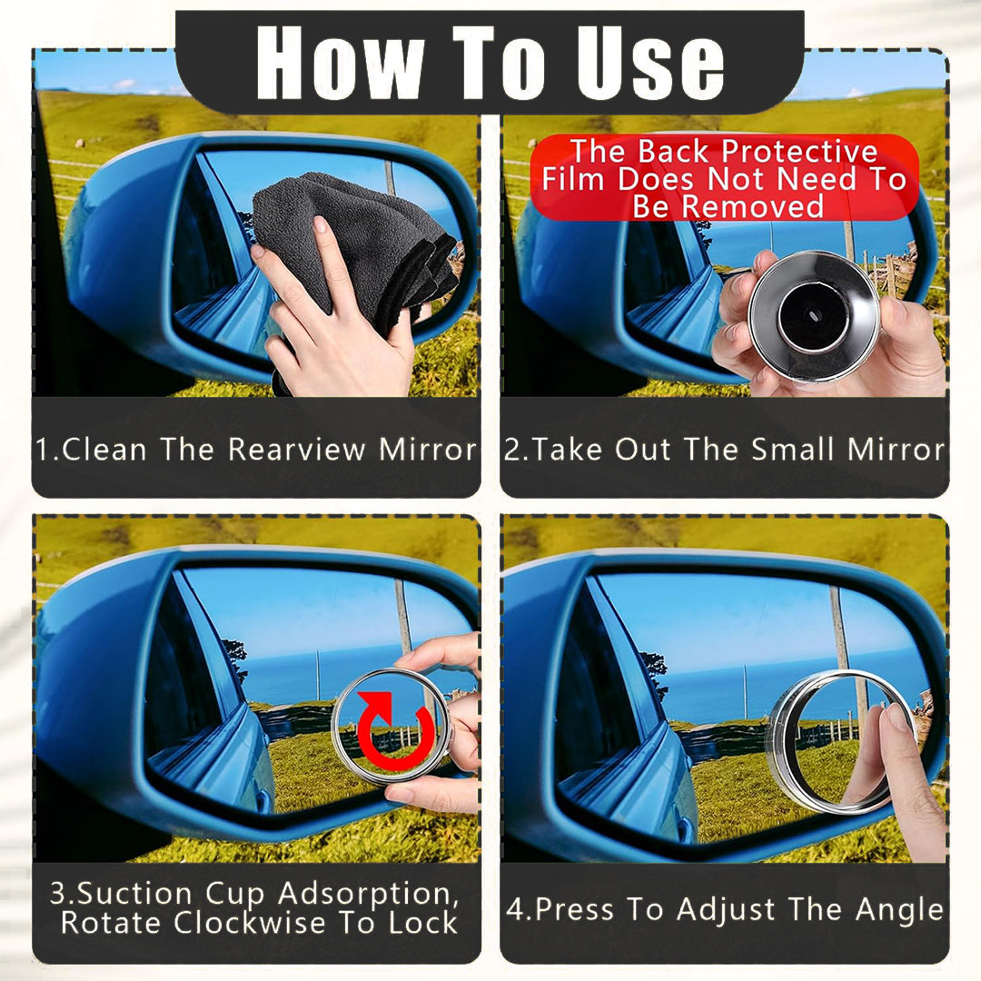 🔥 360° HD Blind Spot Mirror – Wide Angle Car Safety Mirror (2PCS)