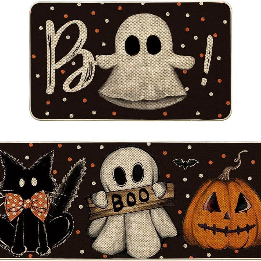 🎃 Spooky Halloween Kitchen Mat Set – Fun & Festive Floor Decor 🕸️