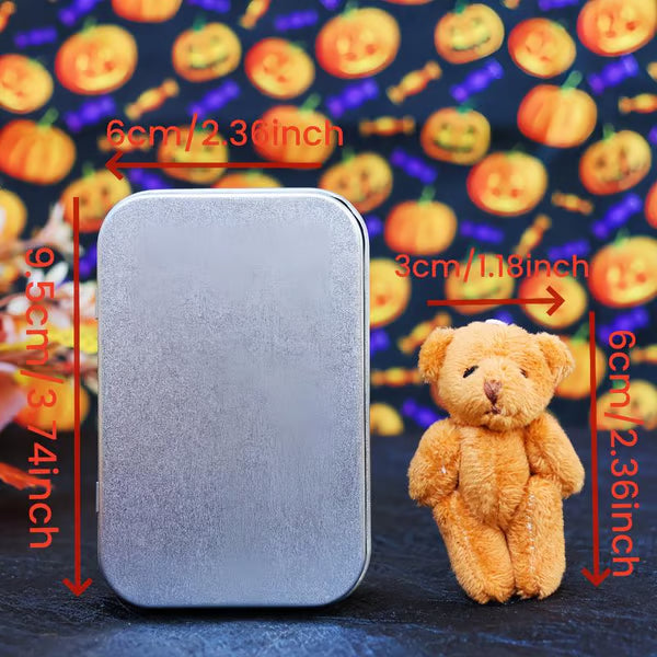 🎃🧸 Cute Halloween Teddy Bear in a Box with Wizard Hat, Blanket, Broom, Pumpkin & Cat 🌟👻