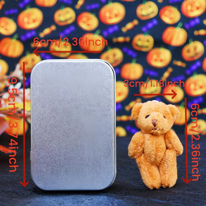🎃🧸 Cute Halloween Teddy Bear in a Box with Wizard Hat, Blanket, Broom, Pumpkin & Cat 🌟👻