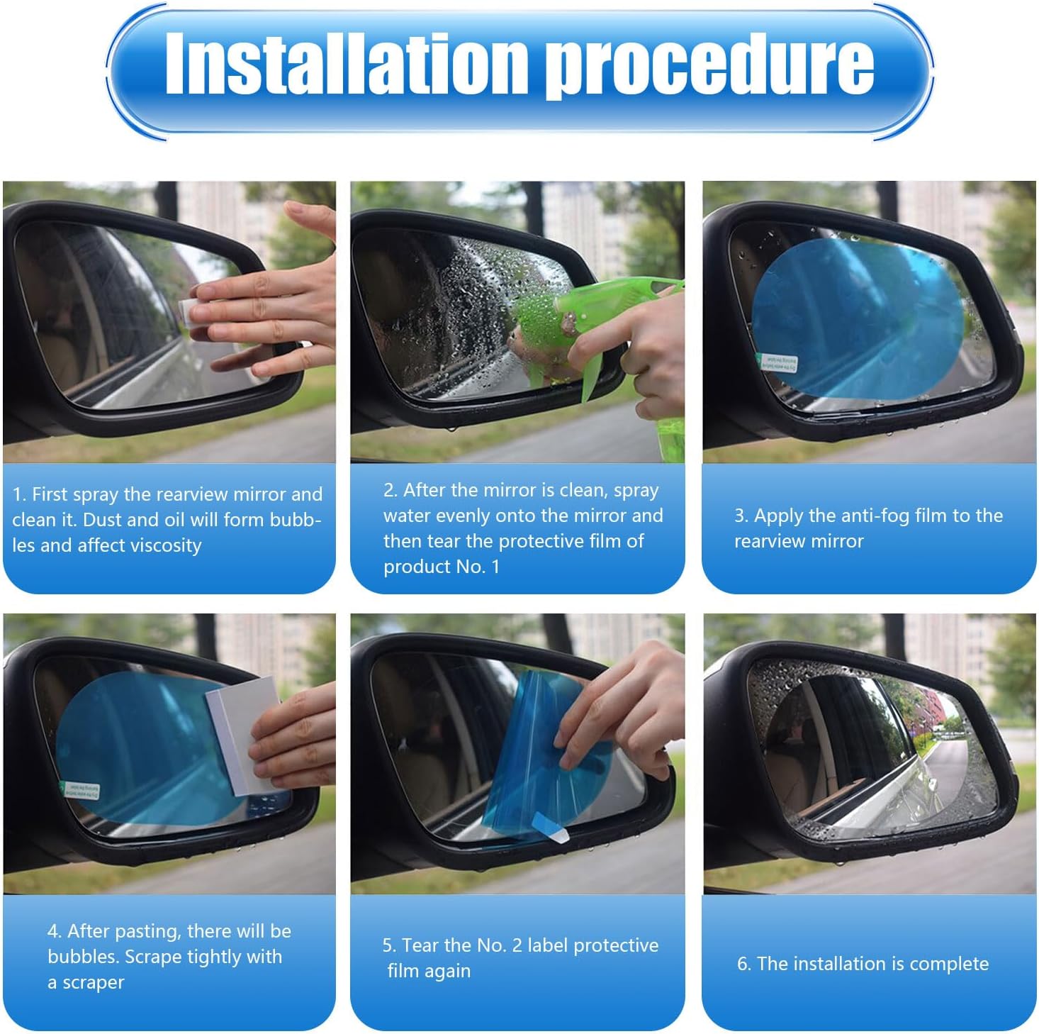 🔥4Pcs Anti-Rain Rearview Mirror Film — Drive Safely in Any Weather 🌧️