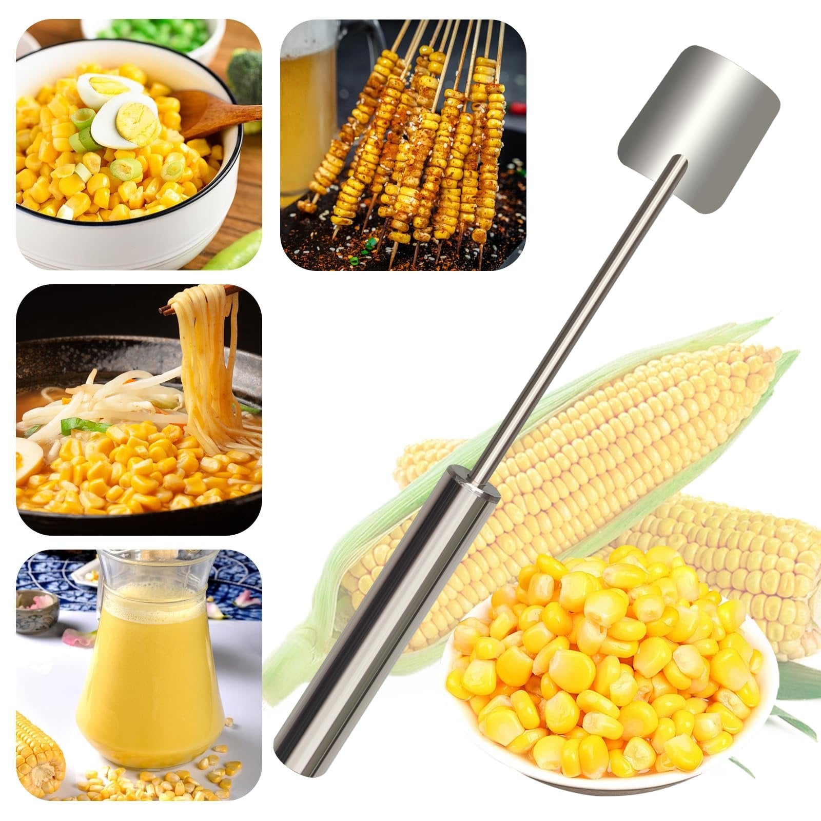 🔥Strip a Whole Cob in 5 Seconds — Professional Stainless Steel Corn Stripping Tool for Perfect Kernels.