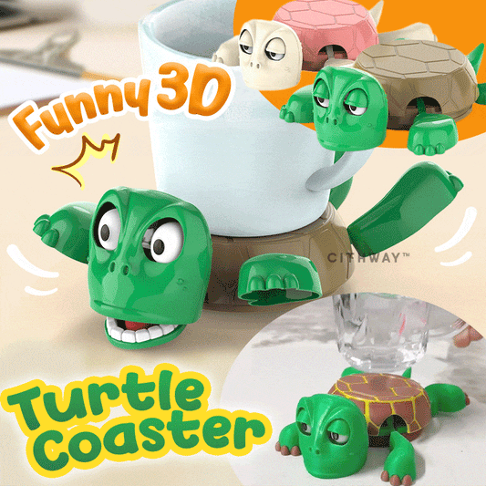 Negusy™ Funny 3D Turtle Coaster 🐢✨ | Surprise Pop-Up Design · Protects Surfaces from Rings & Heat
