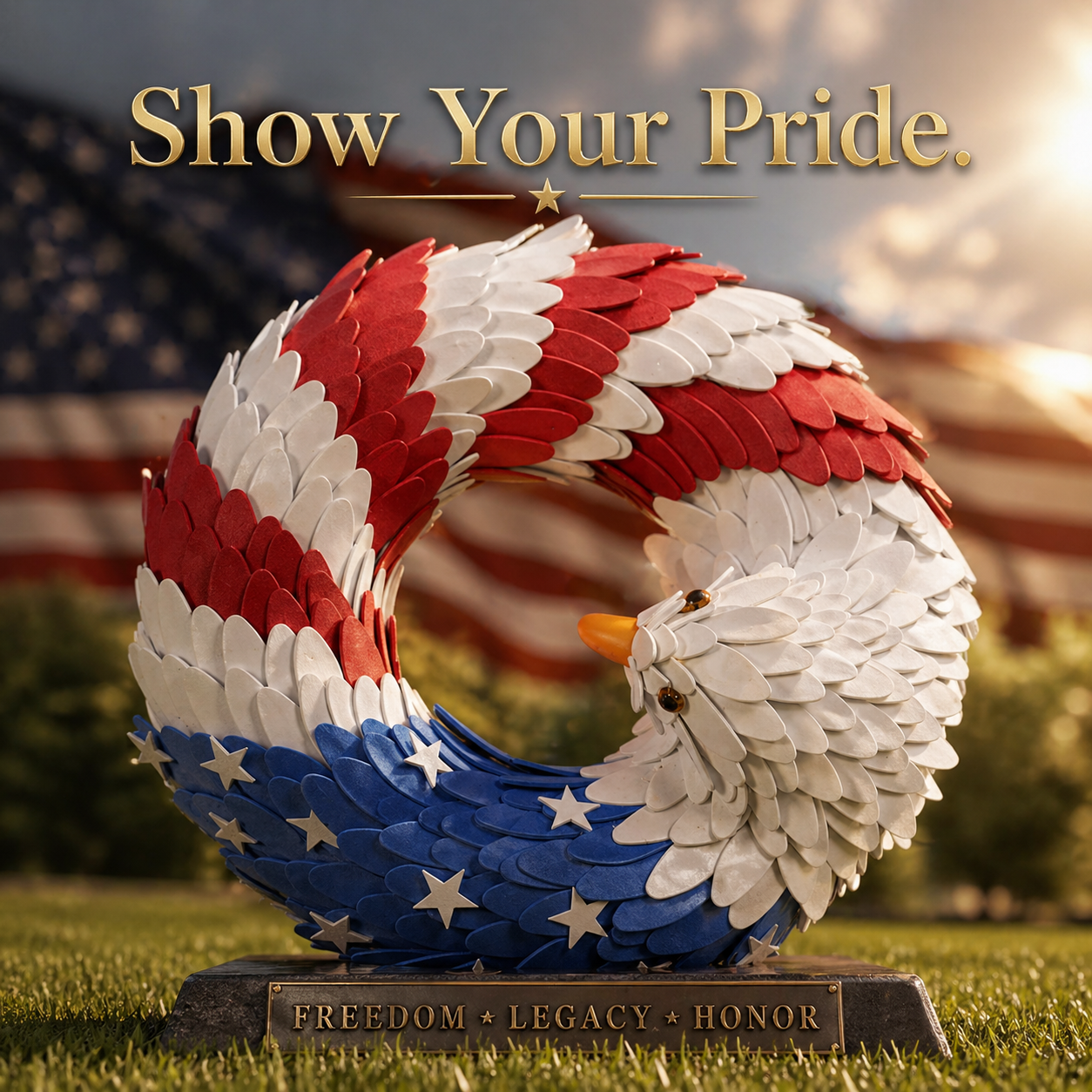 3D Patriotic Eagle Wreath