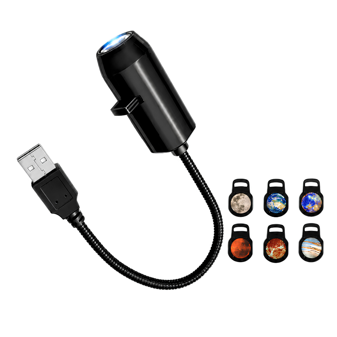 🌌 USB Planet Night Light Projector, HD Multi-Pattern Galaxy Lamp with Switchable Slides