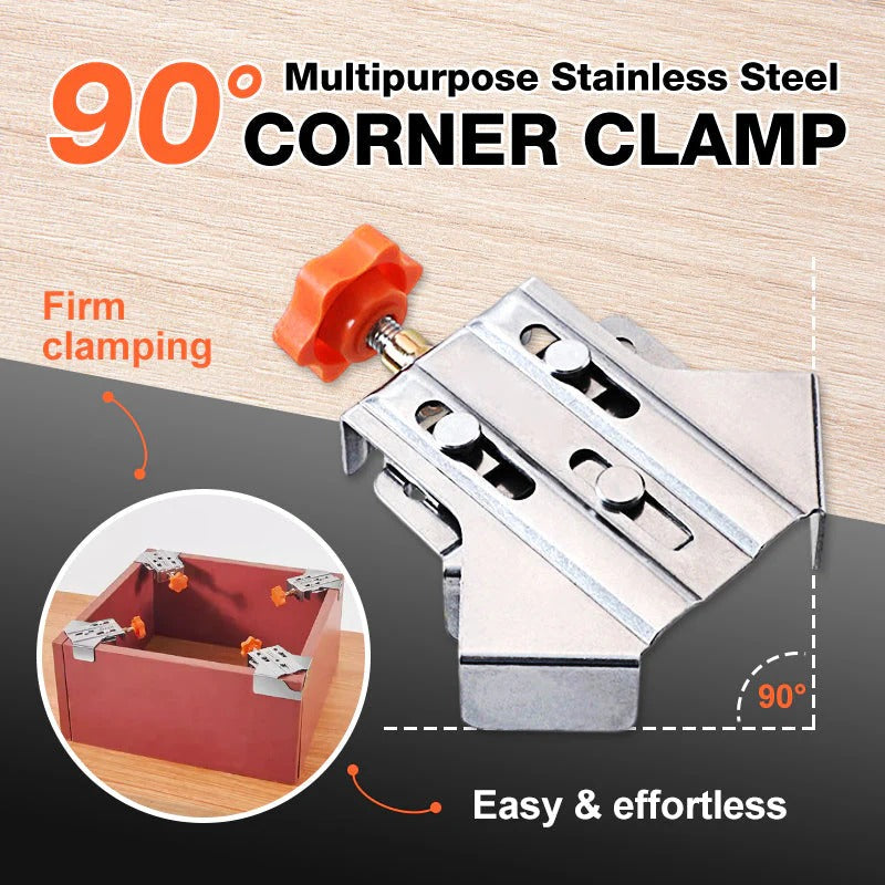 Industrial 90° Corner Clamp with Auto-Adjust Sliding Head | Woodworking & Welding Precision Tool