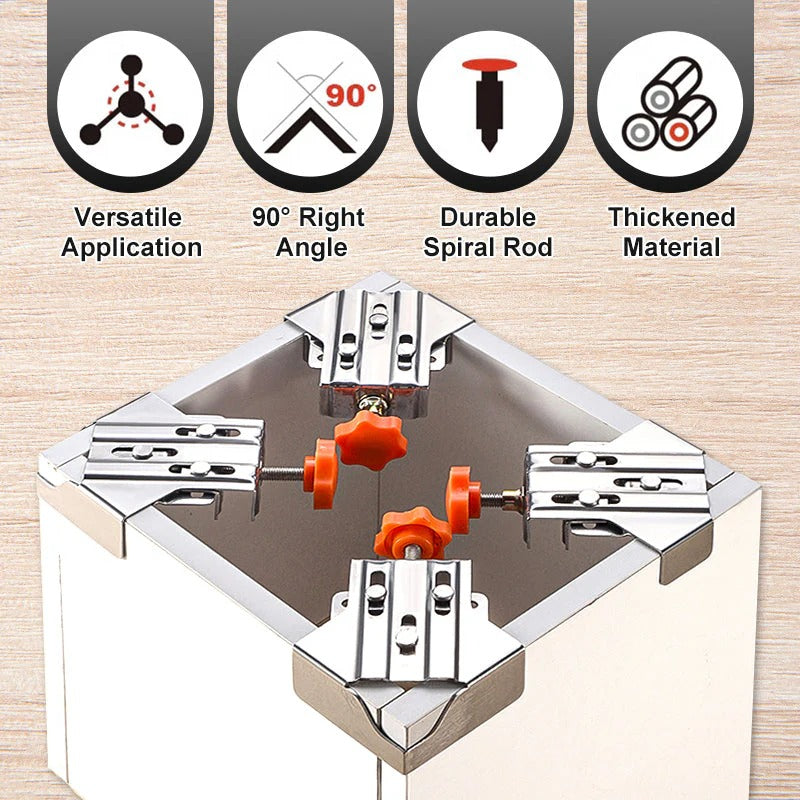 Industrial 90° Corner Clamp with Auto-Adjust Sliding Head | Woodworking & Welding Precision Tool