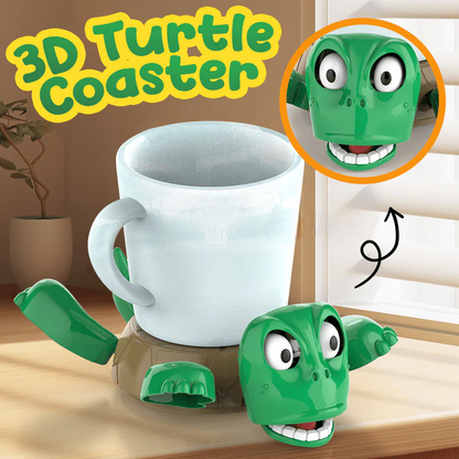 Negusy™ Funny 3D Turtle Coaster 🐢✨ | Surprise Pop-Up Design · Protects Surfaces from Rings & Heat