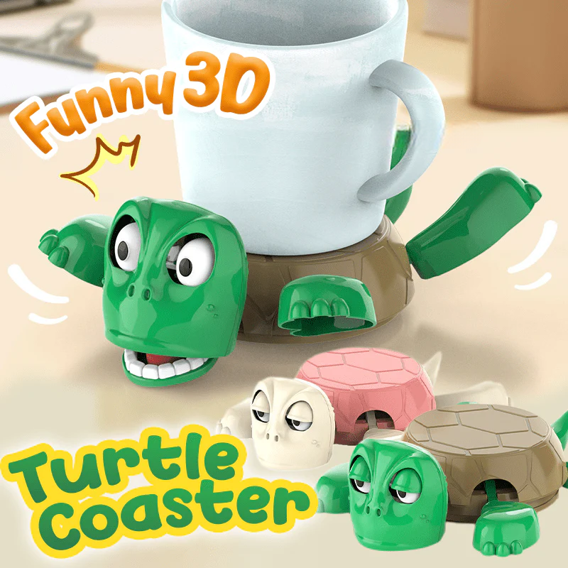 Negusy™ Funny 3D Turtle Coaster 🐢✨ | Surprise Pop-Up Design · Protects Surfaces from Rings & Heat