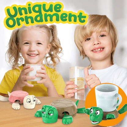 Negusy™ Funny 3D Turtle Coaster 🐢✨ | Surprise Pop-Up Design · Protects Surfaces from Rings & Heat