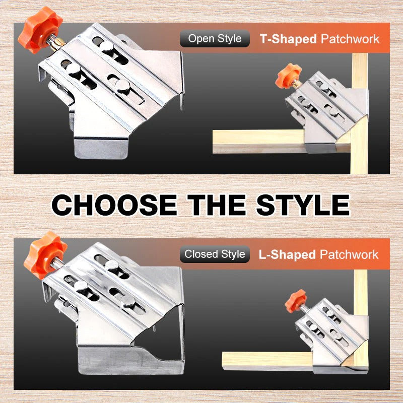 Industrial 90° Corner Clamp with Auto-Adjust Sliding Head | Woodworking & Welding Precision Tool