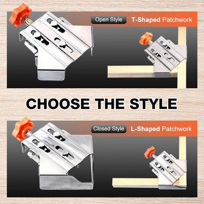 Industrial 90° Corner Clamp with Auto-Adjust Sliding Head | Woodworking & Welding Precision Tool