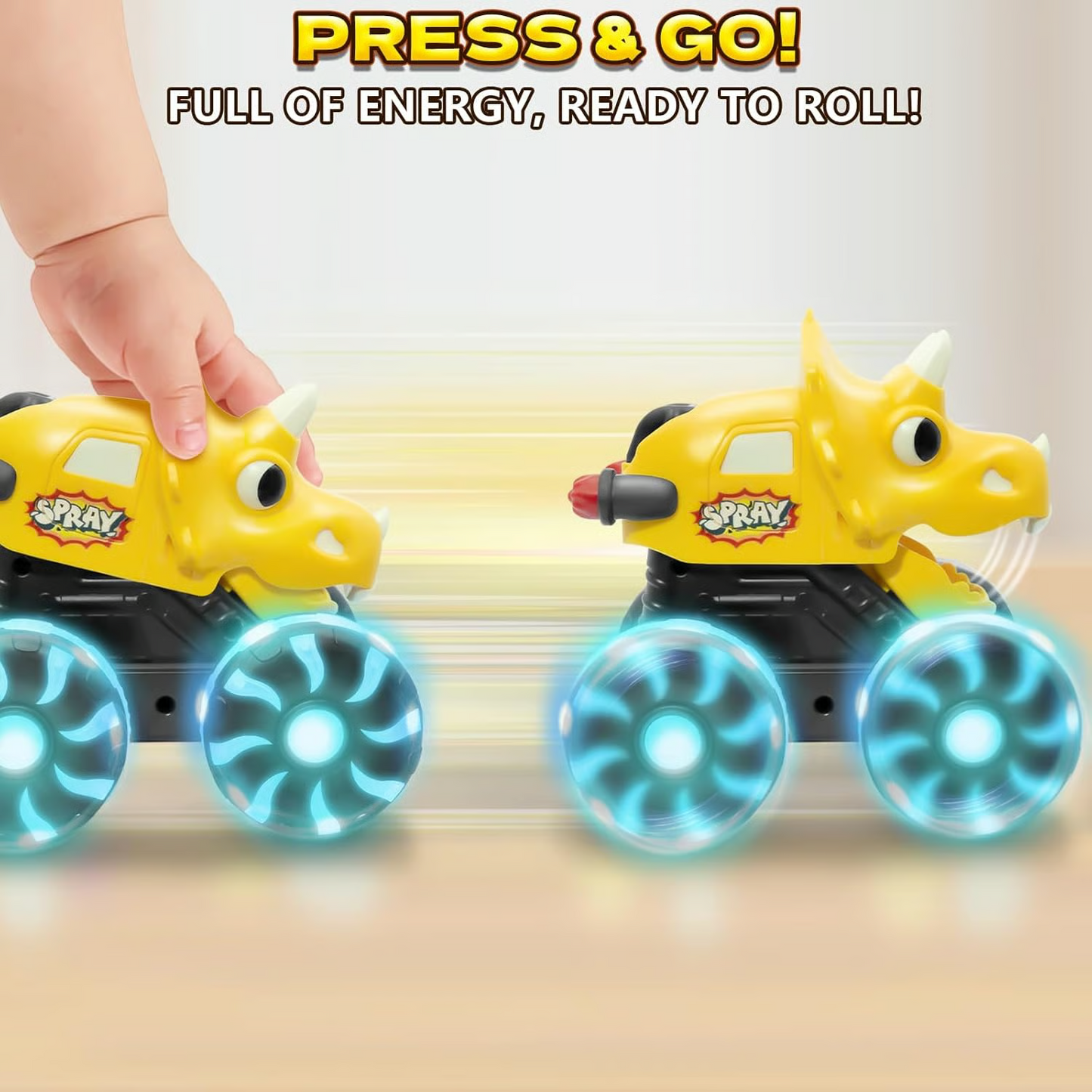 🦖 Light-Up Dino Trucks | Press & Go Toy Cars with Moving Jaws for Toddlers 🚚