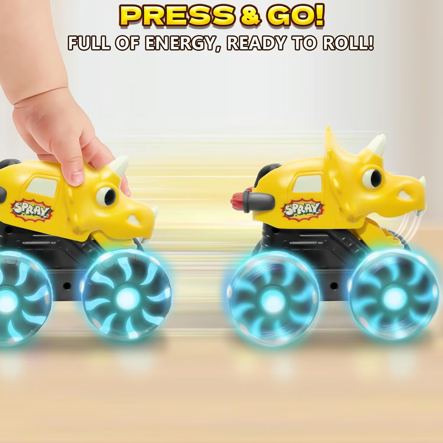🦖 Light-Up Dino Trucks | Press & Go Toy Cars with Moving Jaws for Toddlers 🚚