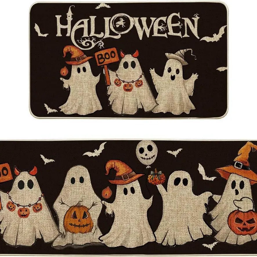 🎃 Spooky Halloween Kitchen Mat Set – Fun & Festive Floor Decor 🕸️
