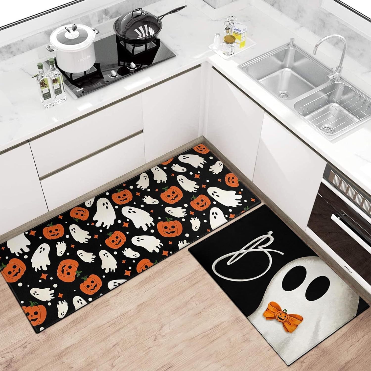 🎃 Spooky Halloween Kitchen Mat Set – Fun & Festive Floor Decor 🕸️