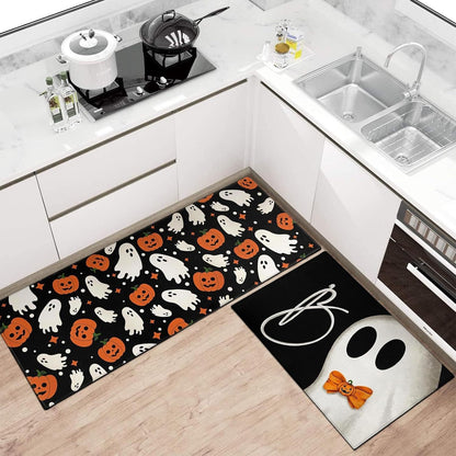 🎃 Spooky Halloween Kitchen Mat Set – Fun & Festive Floor Decor 🕸️